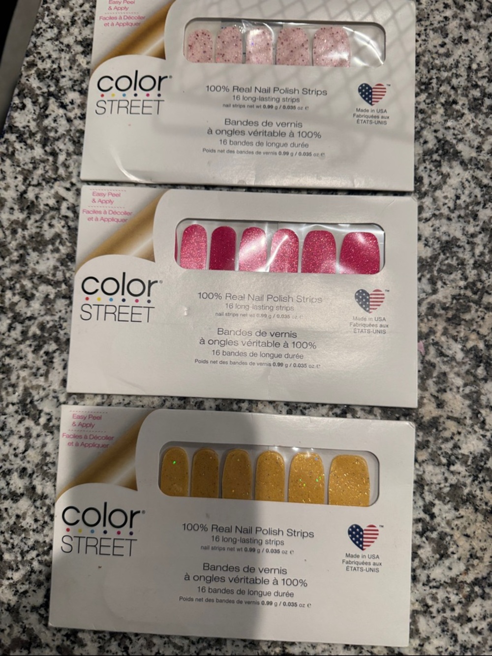 Color Street Pink, Hot Pink & Gold Nail Polish Strips